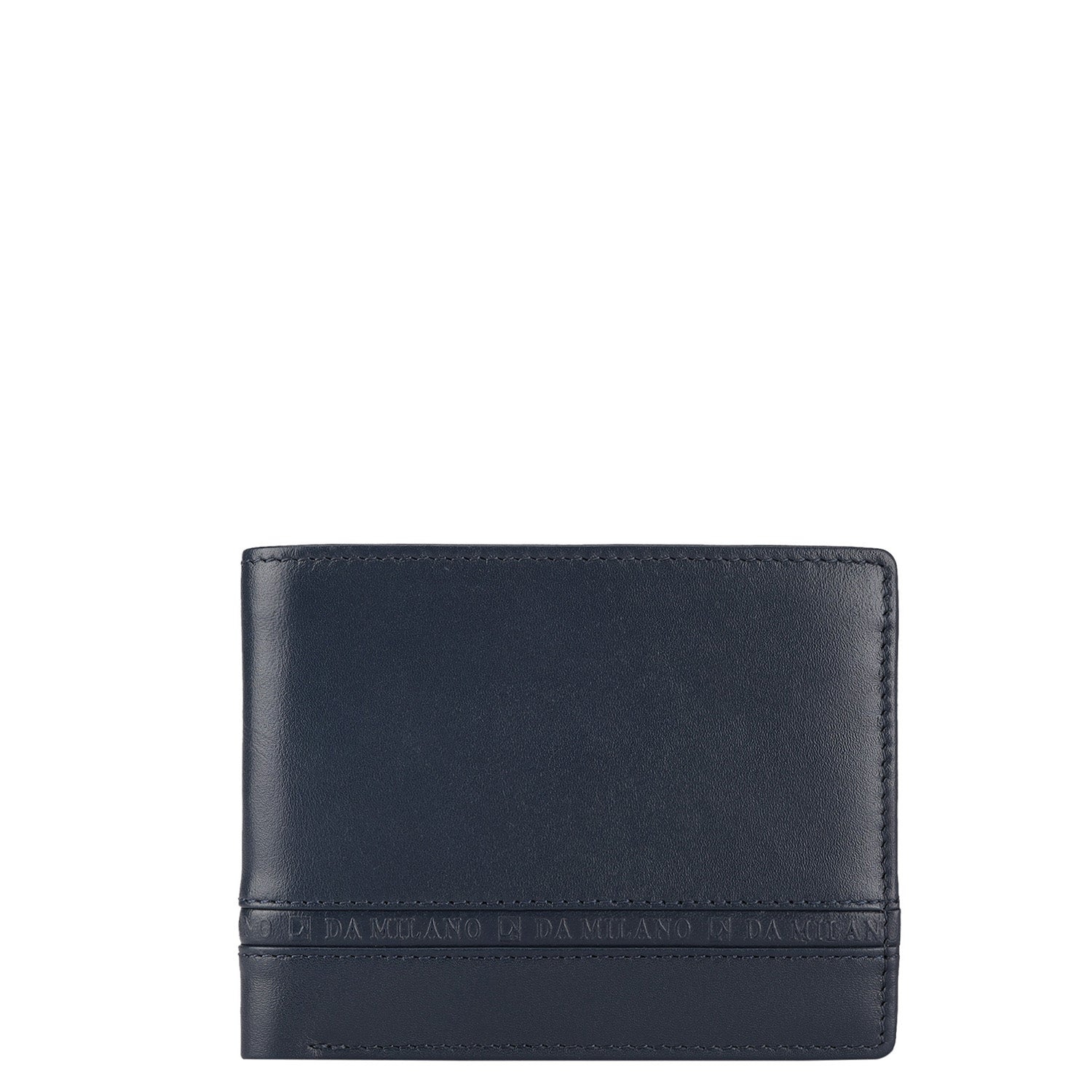 Plain Leather Mens Wallet Navy Da Milano