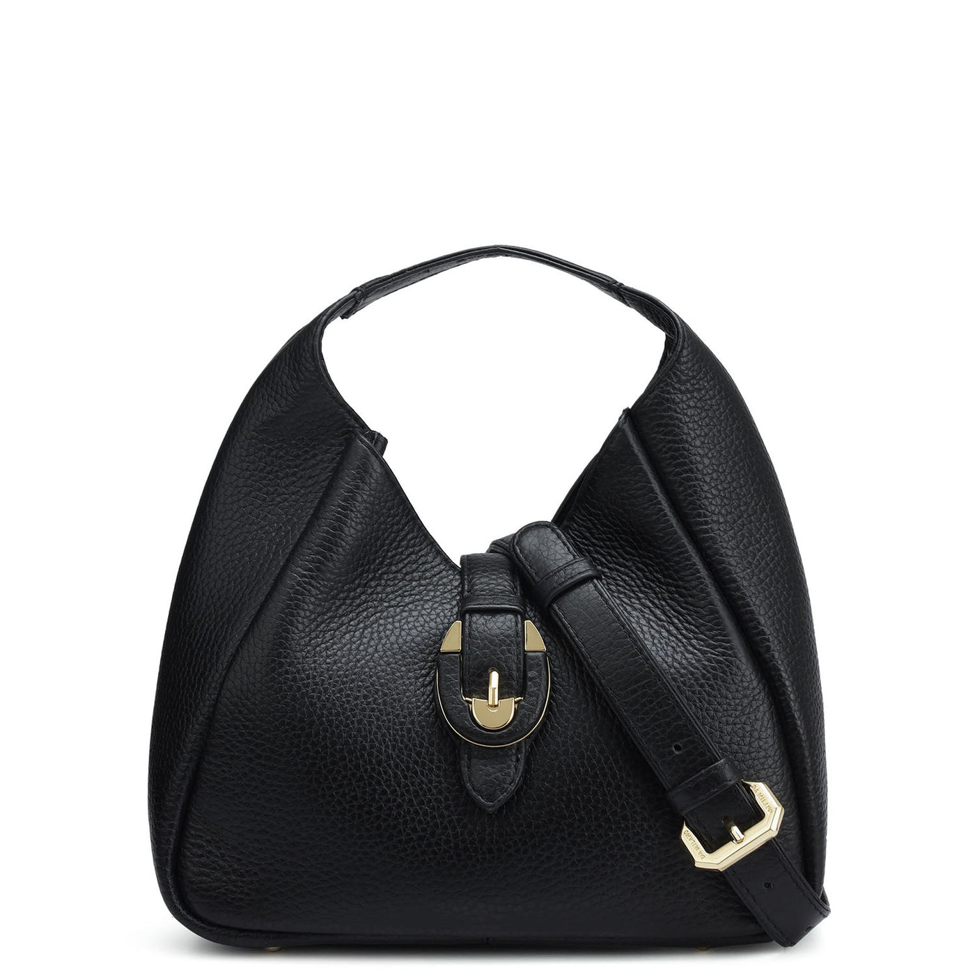 Small Wax Leather Satchel - Black