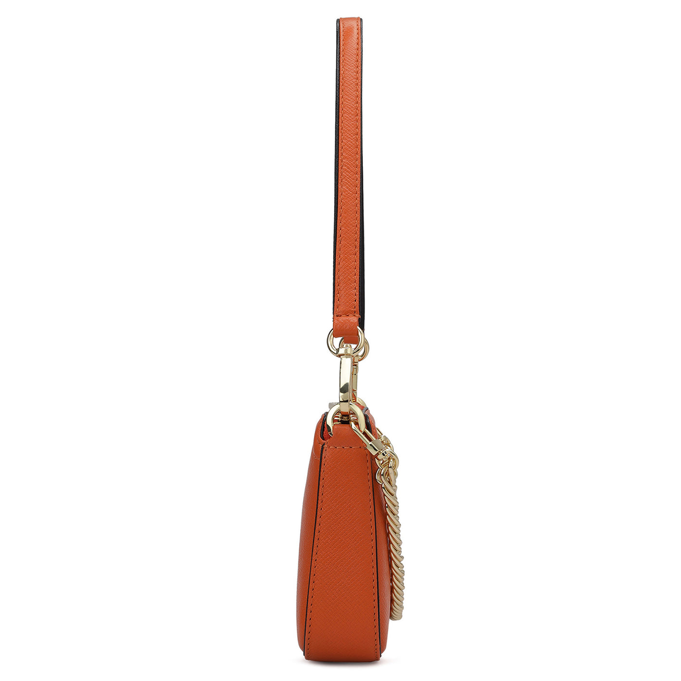 Small Franzy Leather Baguette - Pumpkin