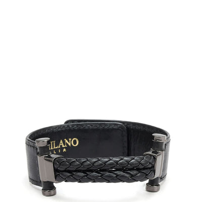 Plain Leather Wrist Band - Black