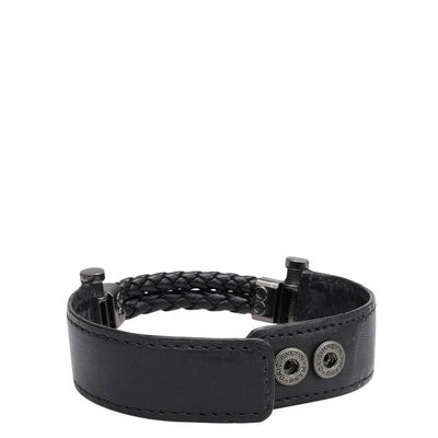 Plain Leather Wrist Band - Black