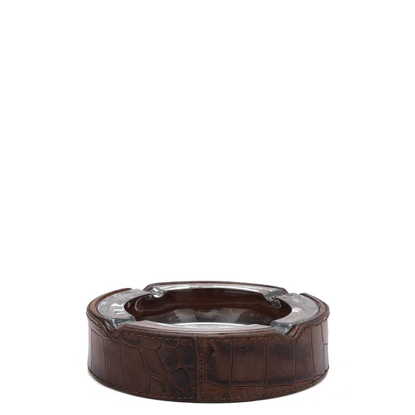 Croco Leather Ash Tray - Brown