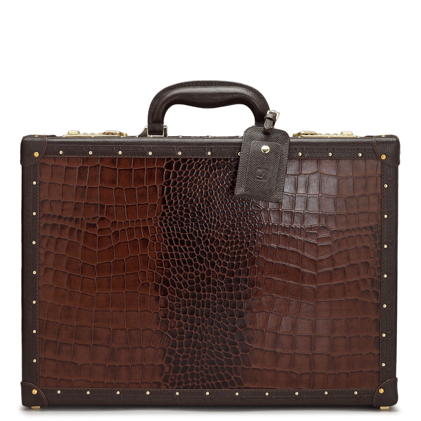 Croco Leather Briefcase - Brown