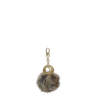 Fur Leather Bag Hanging - Beige & Brown