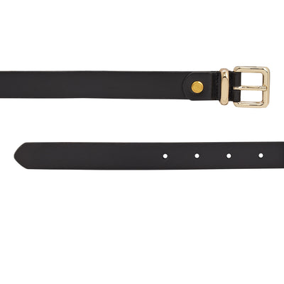 Formal Plain Leather Ladies Belt - Black