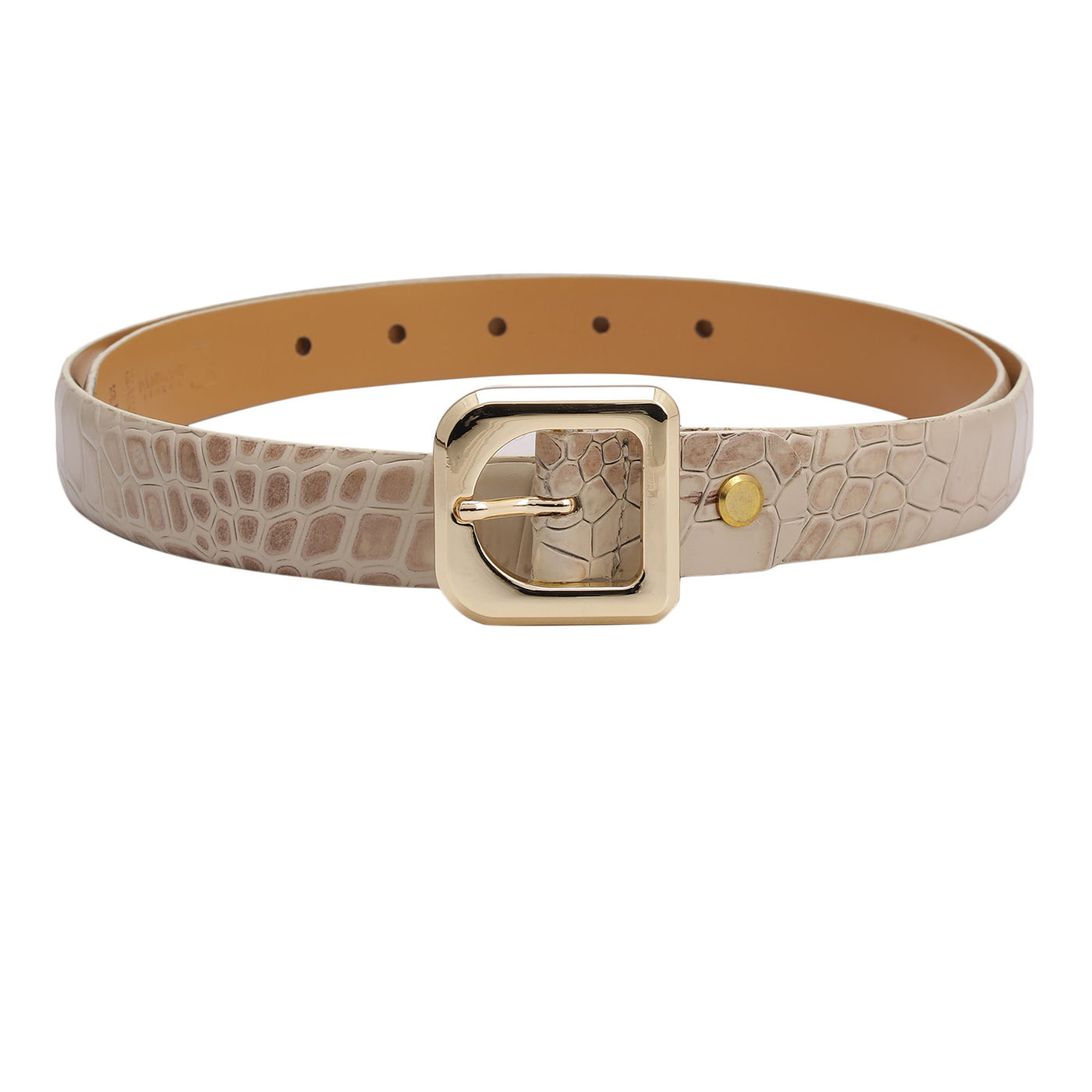 Formal Croco Leather Ladies Belt - Frost