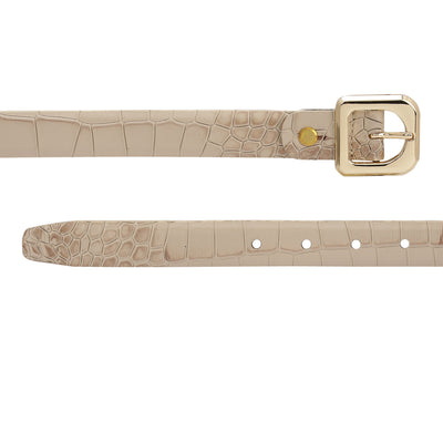 Formal Croco Leather Ladies Belt - Frost