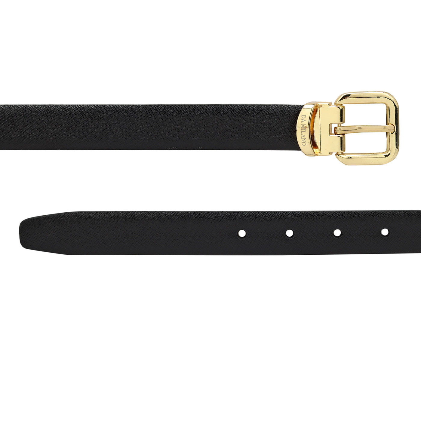 Formal Saffiano Leather Ladies Belt - Black & Cognac