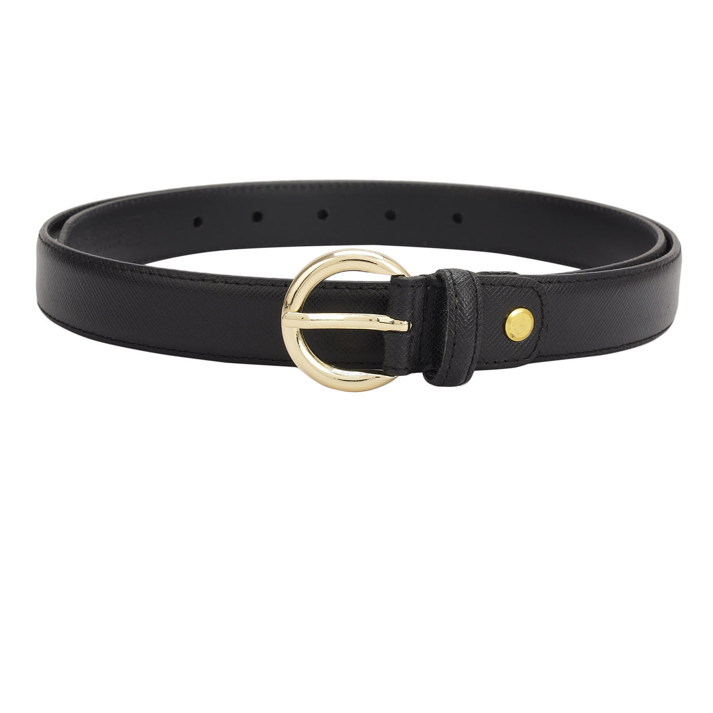 Formal Saffiano Leather Ladies Belt - Black