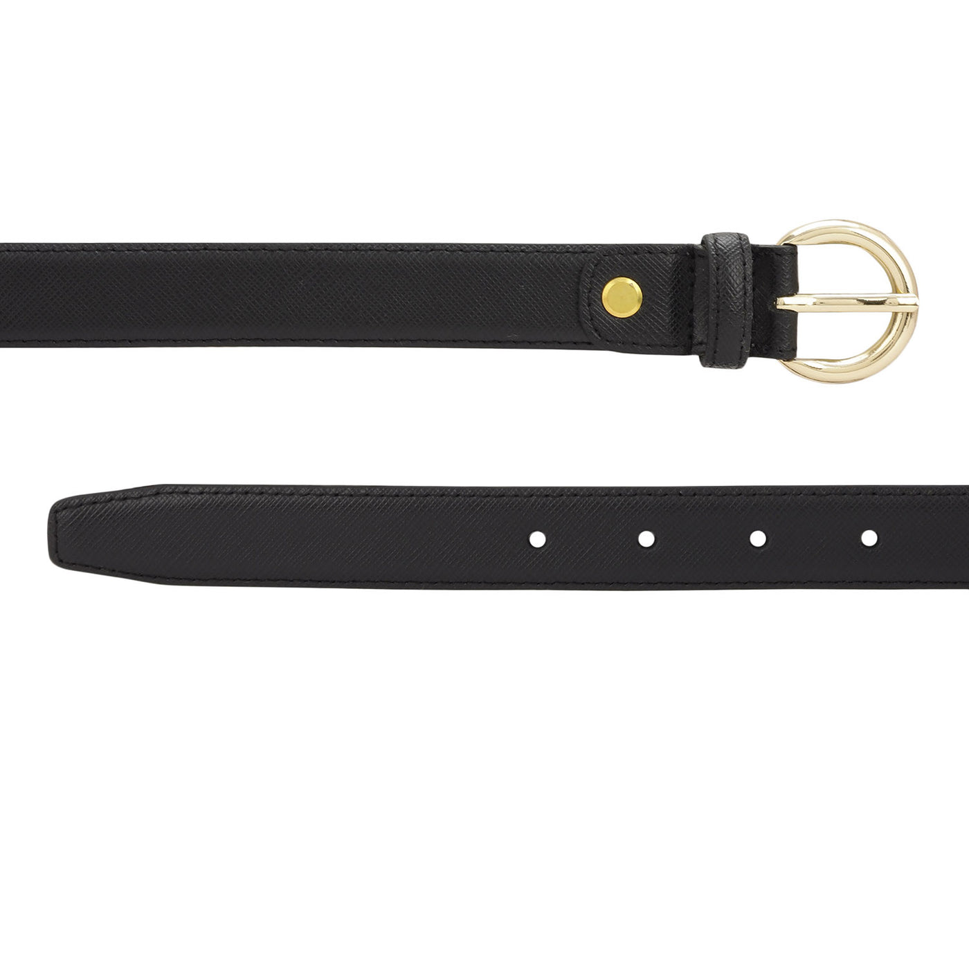 Formal Saffiano Leather Ladies Belt - Black