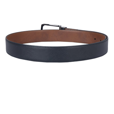 Formal Saffiano Leather Reversible Mens Belt - Black & Cognac