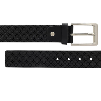 Formal Punch Leather Mens Belt - Black