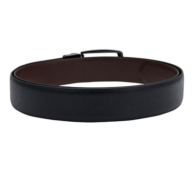 Formal Saffiano Leather Mens Belt - Black & Brown