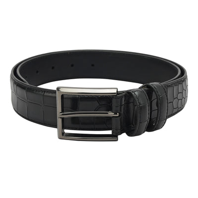 Formal Croco Leather Mens Belt - Black