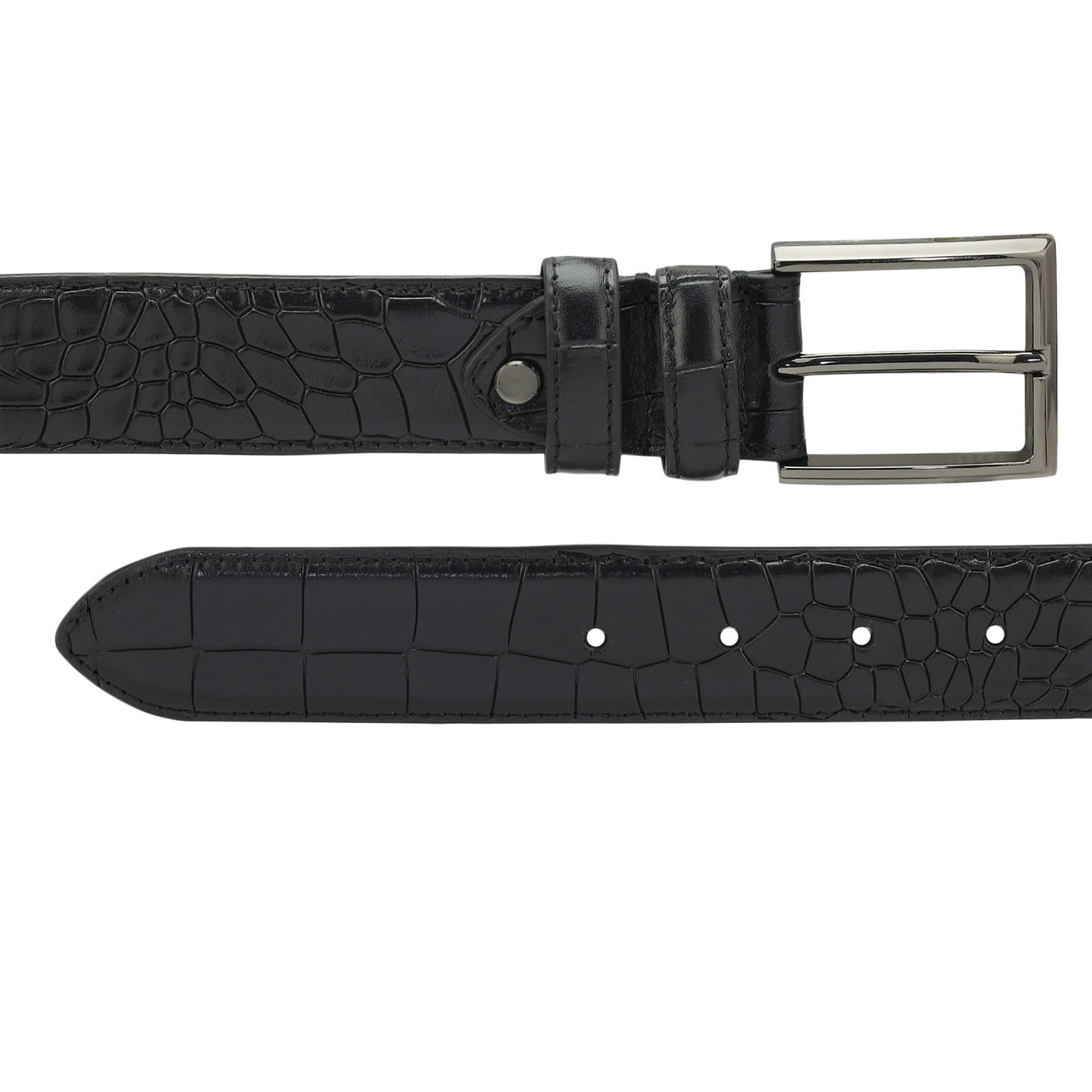 Formal Croco Leather Mens Belt - Black