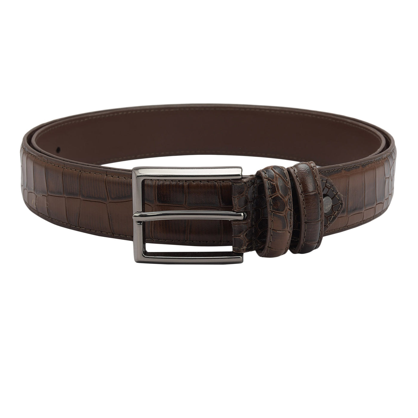 Formal Croco Leather Mens Belt - Brown