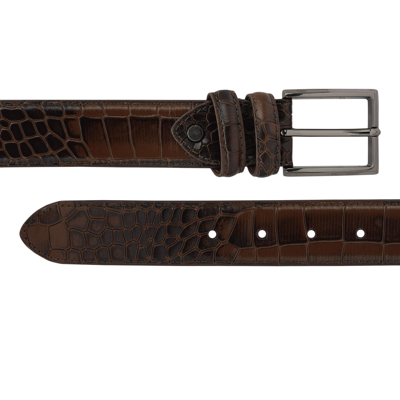 Formal Croco Leather Mens Belt - Brown