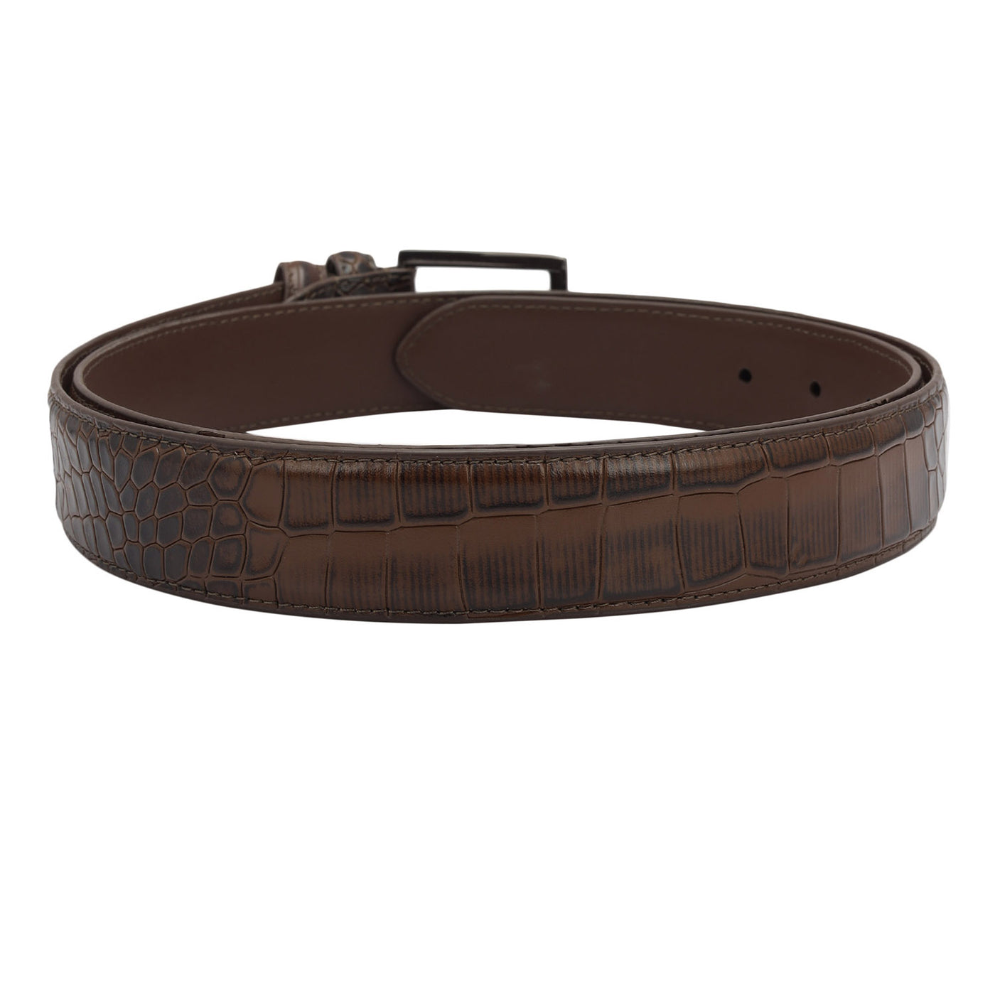 Formal Croco Leather Mens Belt - Brown