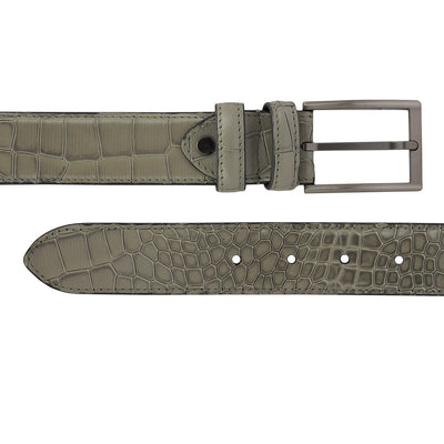 Formal Croco Leather Mens Belt - Grey