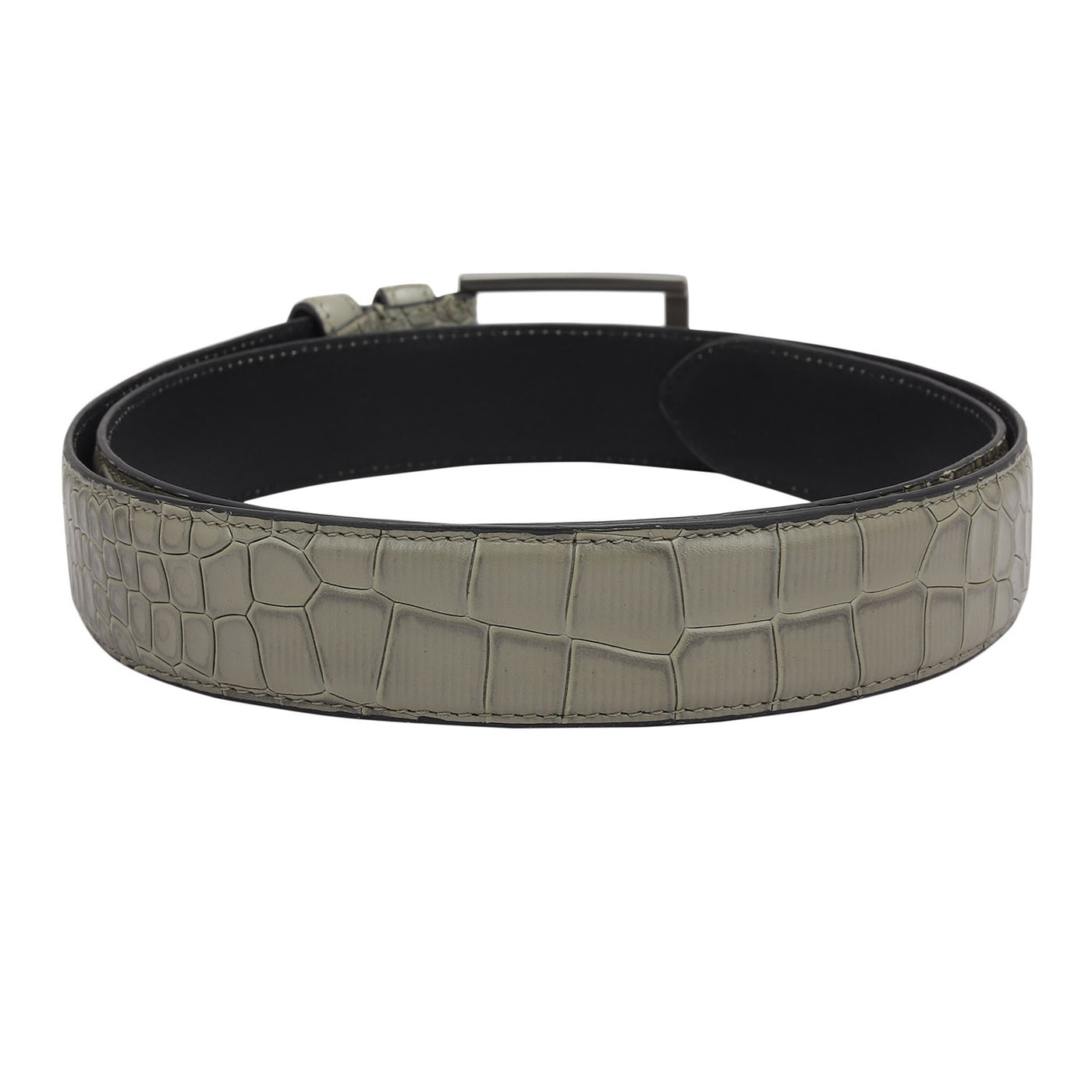 Formal Croco Leather Mens Belt - Grey