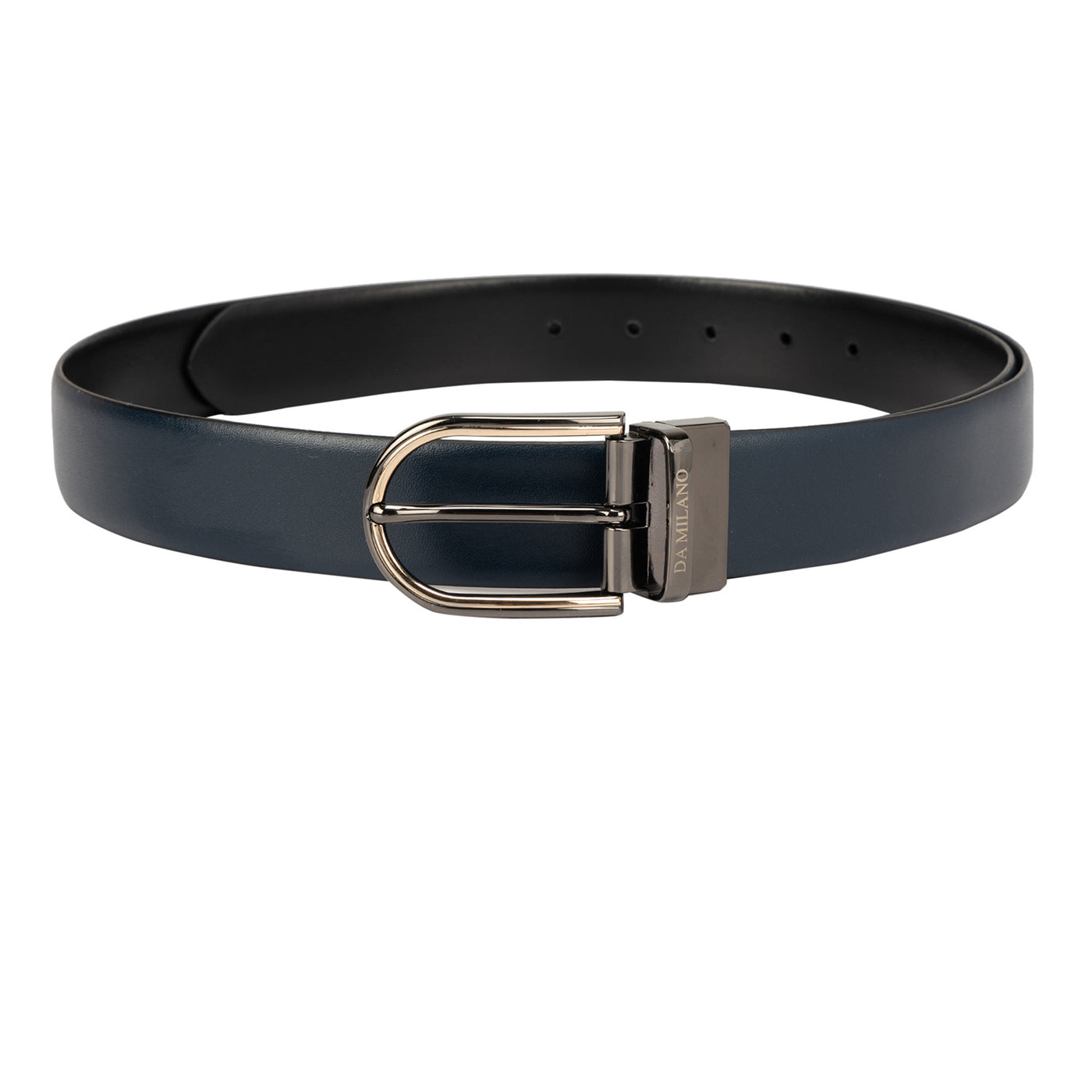 Casual Plain Leather Mens Belt - Navy Blue & Black