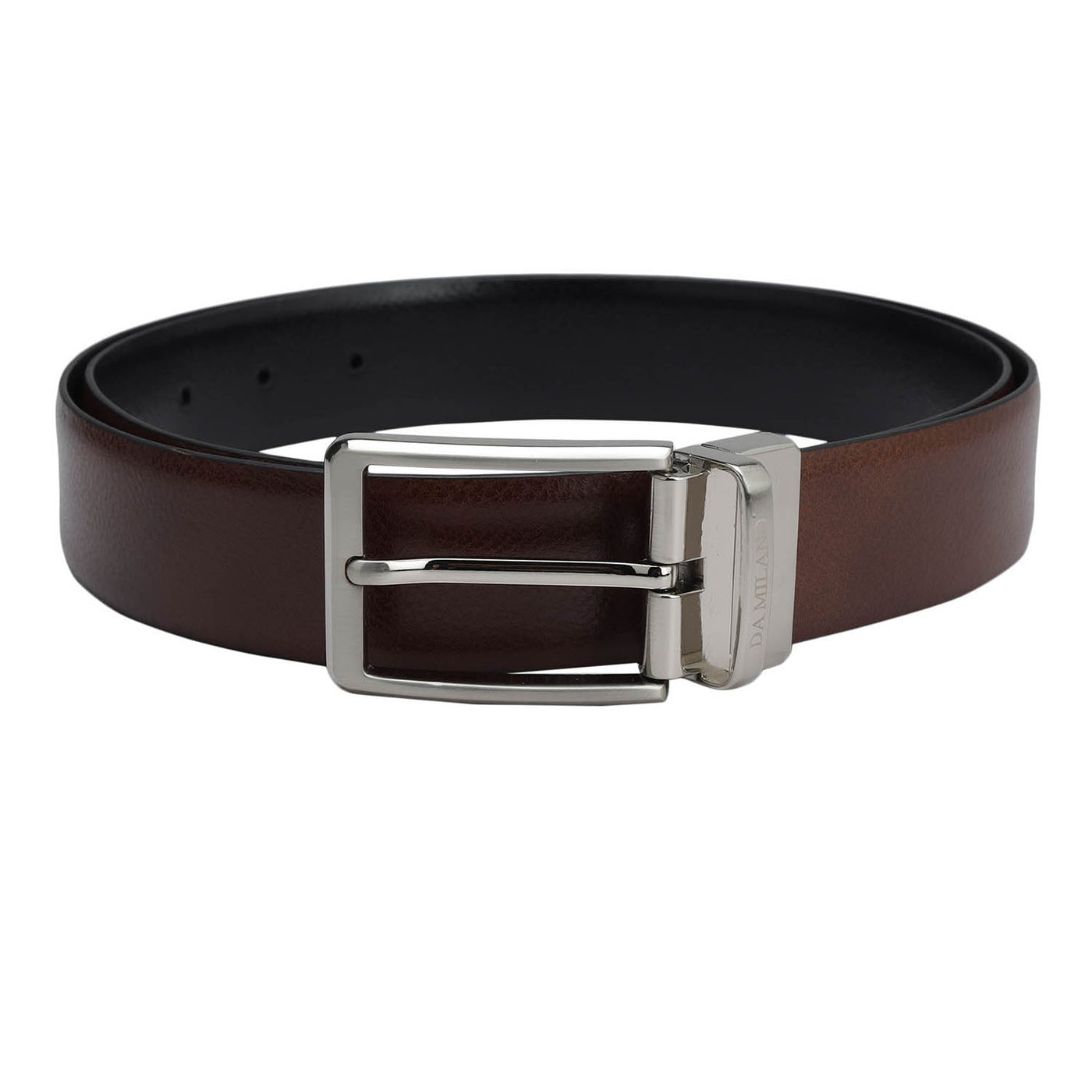 Formal Wax Leather Mens Belt - Cognac & Black