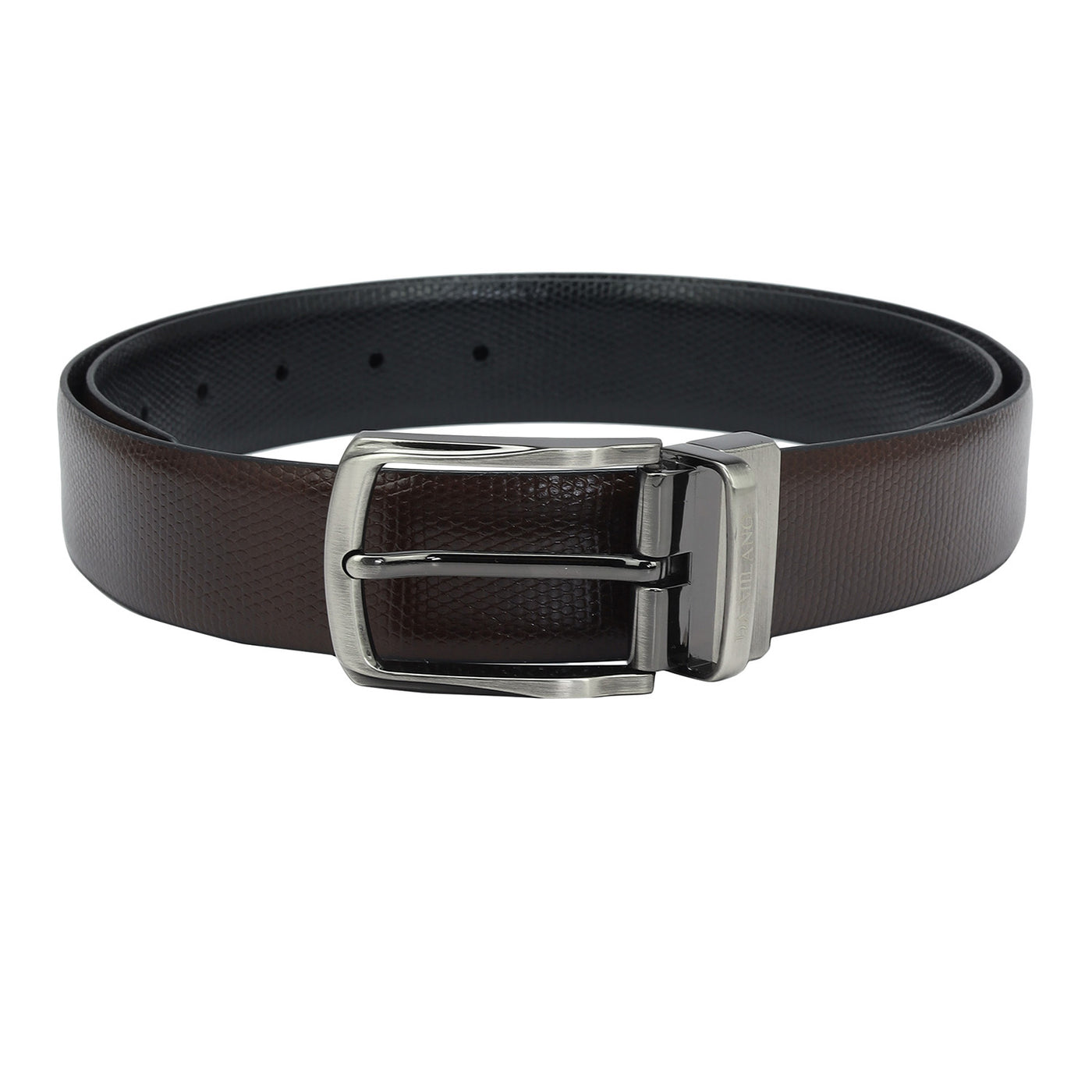 Formal Lizard Leather Mens Belt - Brown & Black