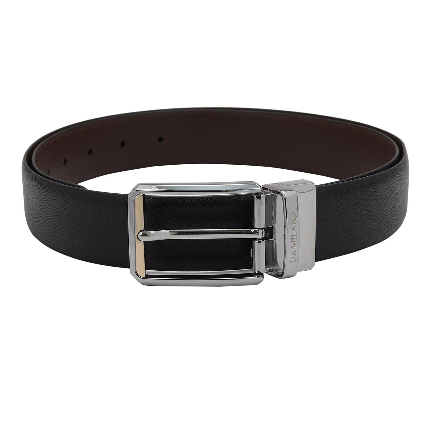 Formal Saffiano Leather Mens Belt - Black & Brown