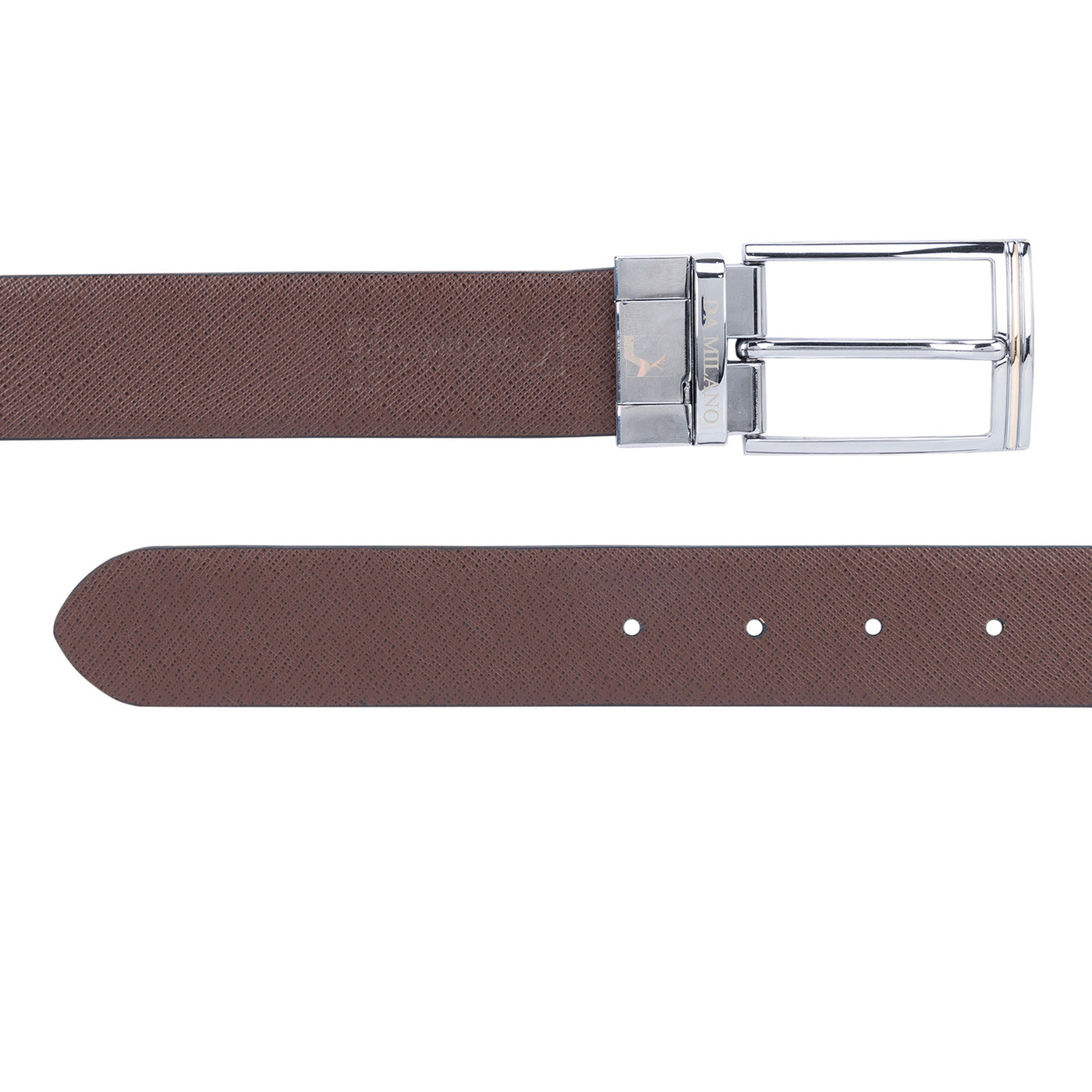 Formal Saffiano Leather Mens Belt - Black & Brown