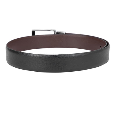 Formal Saffiano Leather Mens Belt - Black & Brown