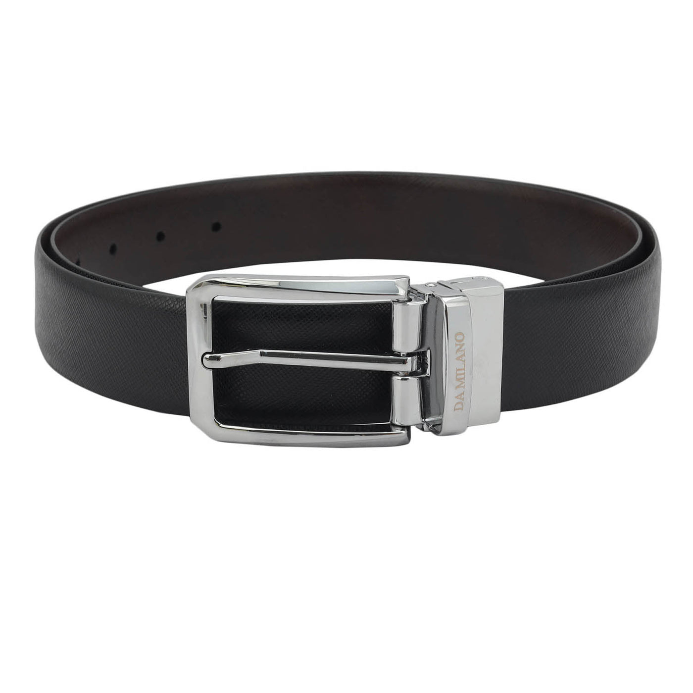 Formal Saffiano Leather Mens Belt - Black & Brown