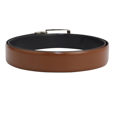 Formal Plain Leather Mens Belt - Cognac & Black