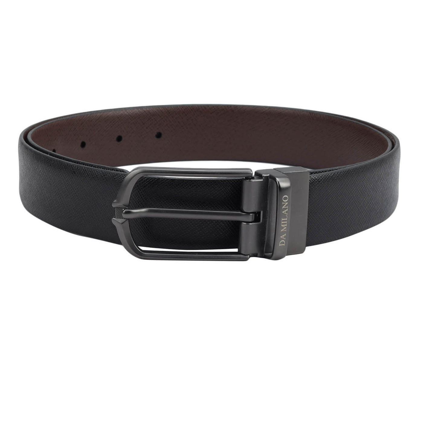 Casual Saffiano Leather Mens Belt - Black & Brown