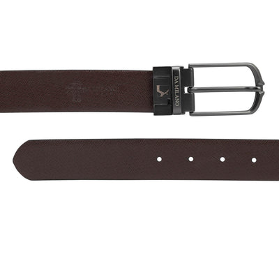 Casual Saffiano Leather Mens Belt - Black & Brown