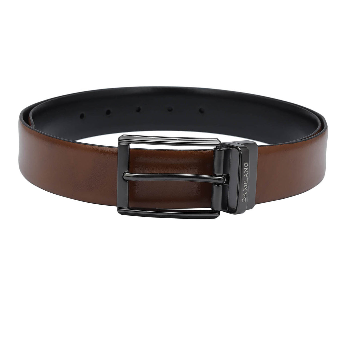 Formal Plain Leather Mens Belt - Cognac & Black