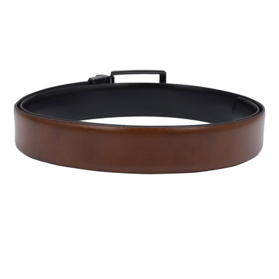 Formal Plain Leather Mens Belt - Cognac & Black