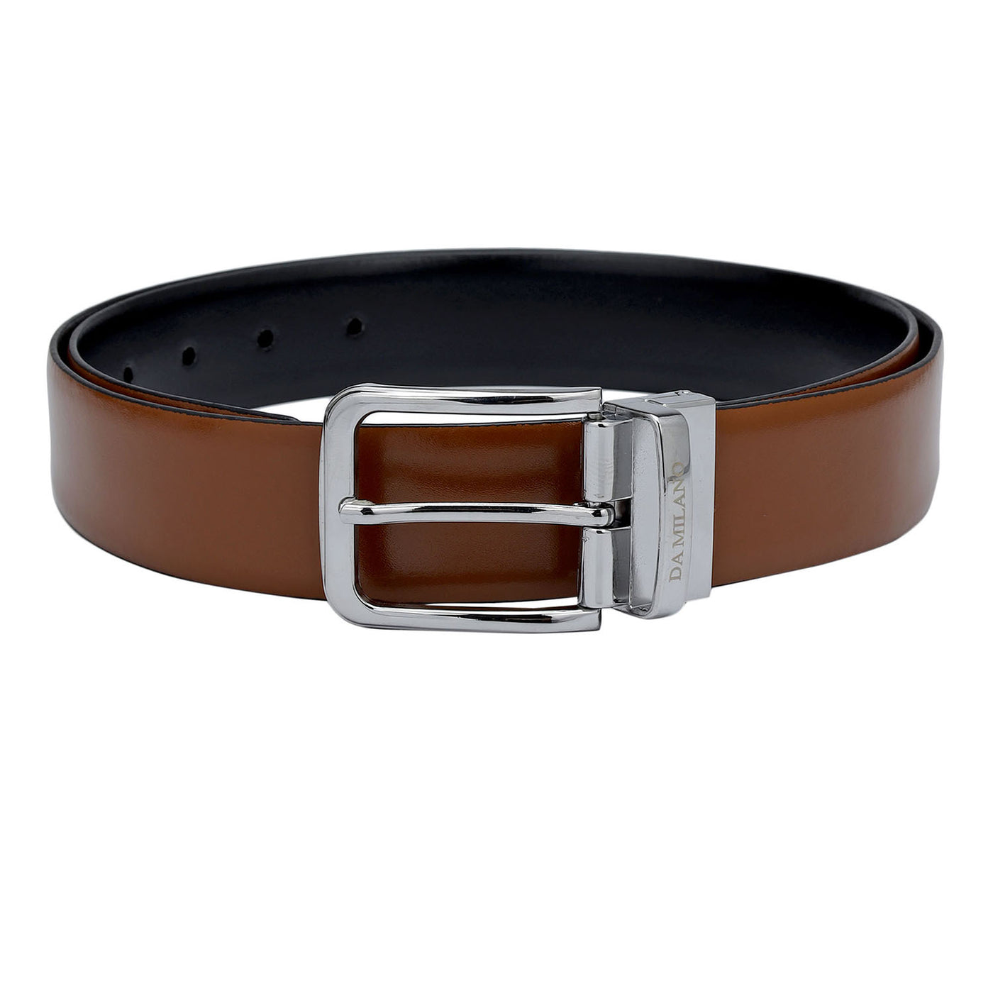 Formal Plain Leather Mens Belt - Cognac & Black