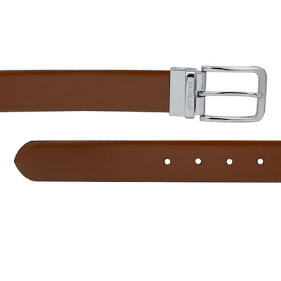 Formal Plain Leather Mens Belt - Cognac & Black