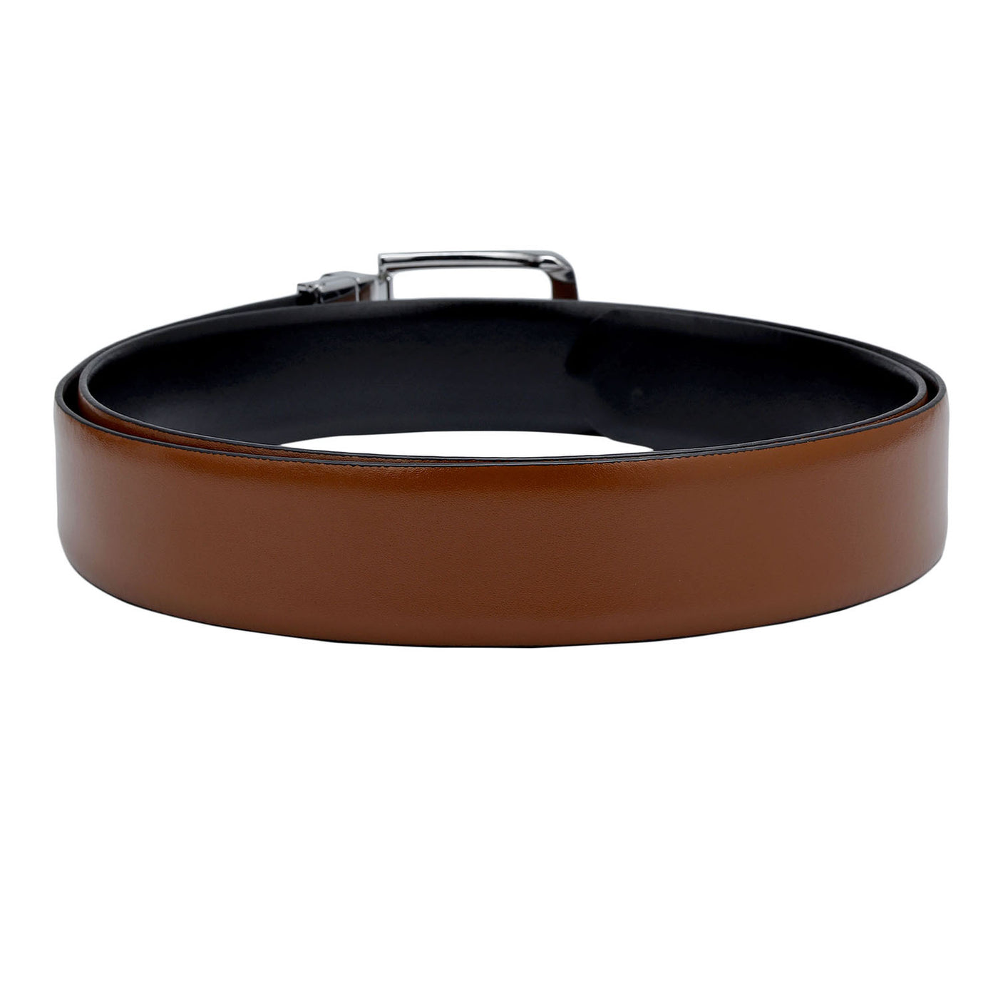 Formal Plain Leather Mens Belt - Cognac & Black