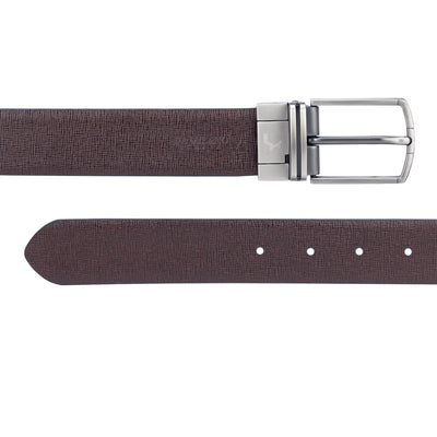 Formal Saffiano Leather Mens Belt - Black & Brown