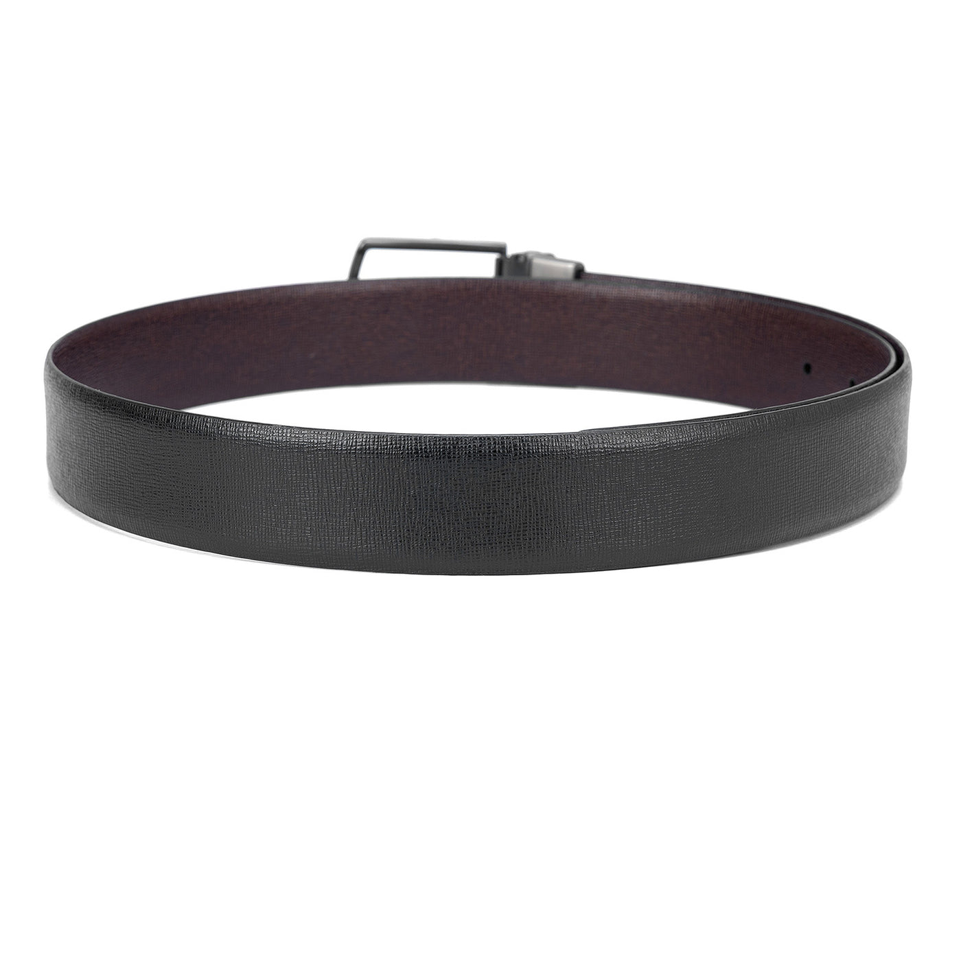 Formal Saffiano Leather Mens Belt - Black & Brown