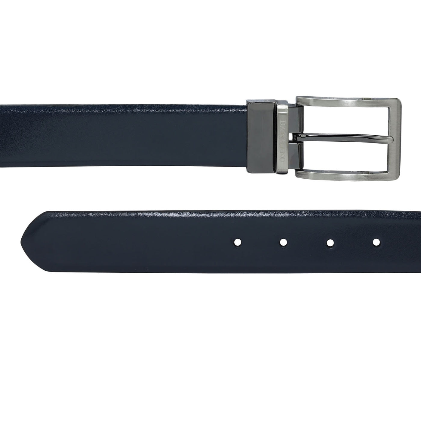 Formal Plain Leather Mens Belt - Navy & Cognac