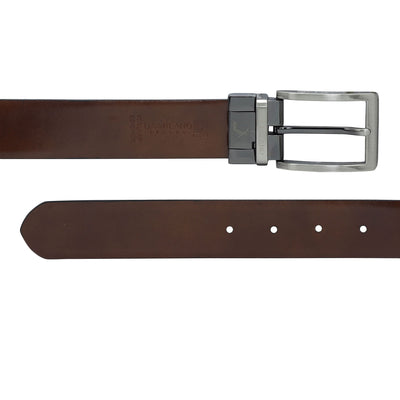 Formal Plain Leather Mens Belt - Navy & Cognac