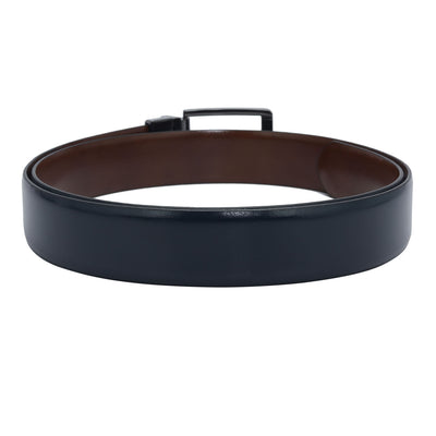 Formal Plain Leather Mens Belt - Navy & Cognac