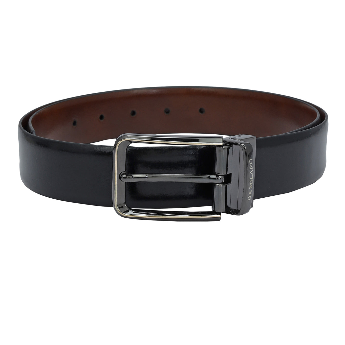 Formal Plain Leather Mens Belt - Black & Cognac