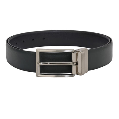 Formal Saffiano Leather Mens Belt - Green & Black