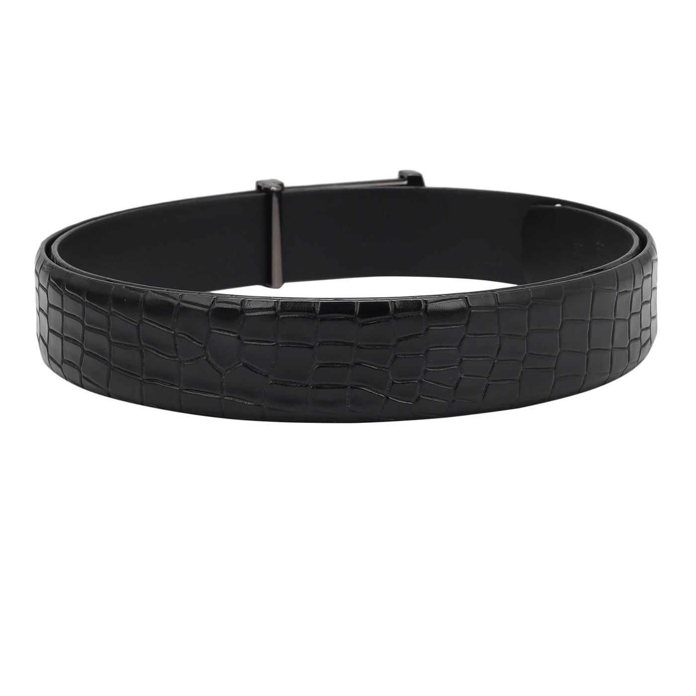 Casual Croco Leather Mens Belt - Black