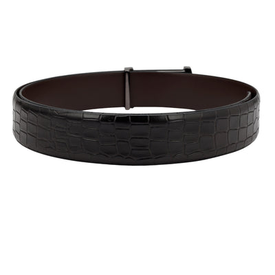 Casual Croco Leather Mens Belt - Brown