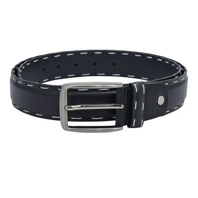 Casual Plain Leather Mens Belt - Black