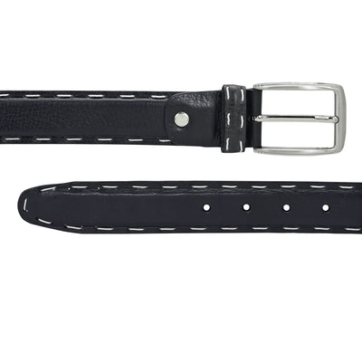 Casual Plain Leather Mens Belt - Black